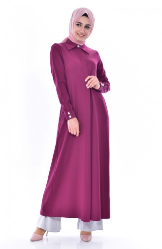 Hijab Mantel mit versteckten Knöpfen 1036-01 Zwetschge 1036-01