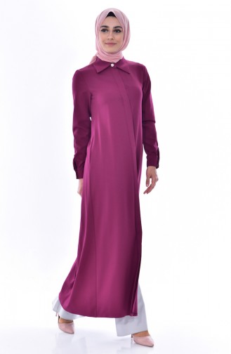 Hijab Mantel mit versteckten Knöpfen 1036-01 Zwetschge 1036-01