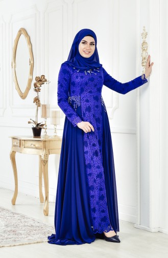 Robe de Soirée Perlées 8105A-01 Bleu Roi 8105A-01