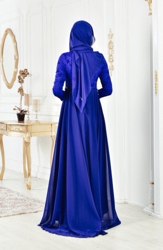 Robe de Soirée Perlées 8105A-01 Bleu Roi 8105A-01