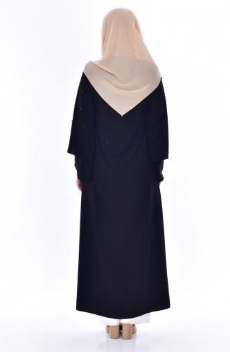 Abaya Perlées a Fermeture 0184-01 Noir 0184-01