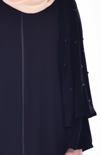 Abaya Perlées a Fermeture 0184-01 Noir 0184-01