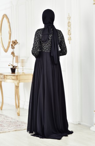 Robe de Soirée Perlées 8105-03 Gold Noir 8105-03