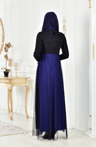 Black Hijab Evening Dress 3837-08
