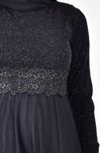 Geschnürtes Abendkleid mit Glitzer 3840-07 Schwarz 3840-07