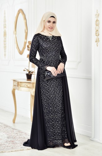 Schwarz Hijab-Abendkleider 8105-01