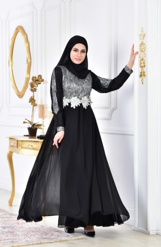 Robe de Soirée a Paillette 8143-02 Noir 8143-02