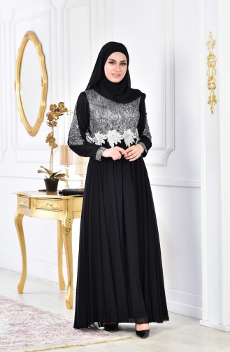 Robe de Soirée a Paillette 8143-02 Noir 8143-02