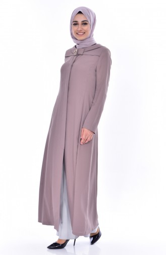 Hijab mantel mit versteckten Knöpfen 0115-04 Nerz 0115-04