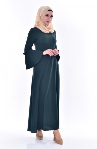 Kleid mit Falbel 8035-11 Smaragdgrün 8035-11