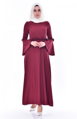 Claret Red Hijab Dress 8035-03