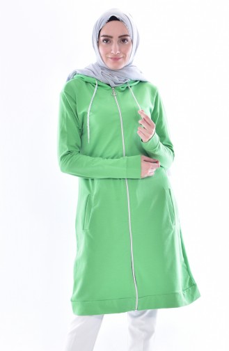 Zippered Hooded Tracksuit Tunic 18081-10 Pistachio Green 18081-10