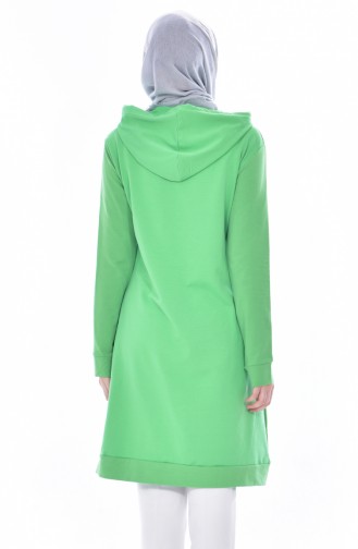 Zippered Hooded Tracksuit Tunic 18081-10 Pistachio Green 18081-10