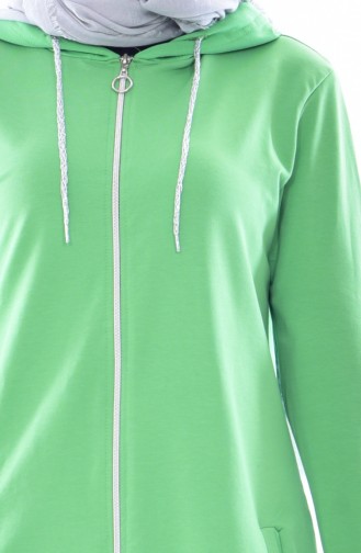 Zippered Hooded Tracksuit Tunic 18081-10 Pistachio Green 18081-10