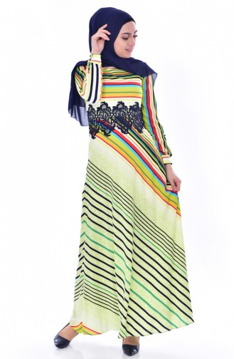 Striped Lace Dress 2309-02 Pistachio Green 2309-02