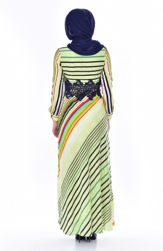 Striped Lace Dress 2309-02 Pistachio Green 2309-02