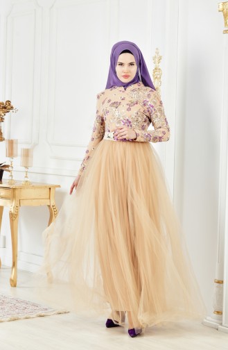 Gold Hijab-Abendkleider 0409-01