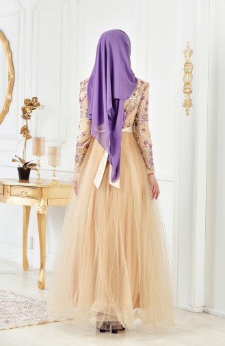 Gold Hijab Evening Dress 0409-01