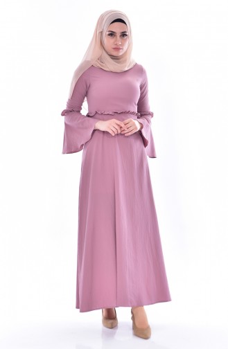 Beige-Rose Hijab Kleider 8035-04