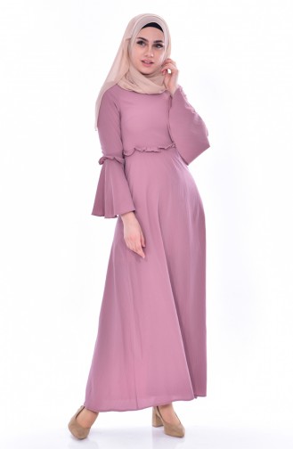Beige-Rose Hijab Kleider 8035-04