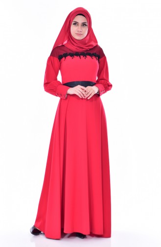 Kleid mit Spitzen 2683-01 Rot 2683-01