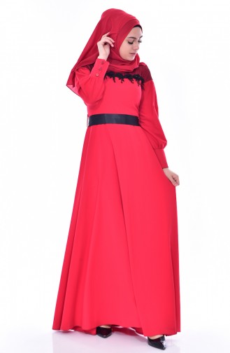 Dantelli Elbise 2683-01 Kırmızı