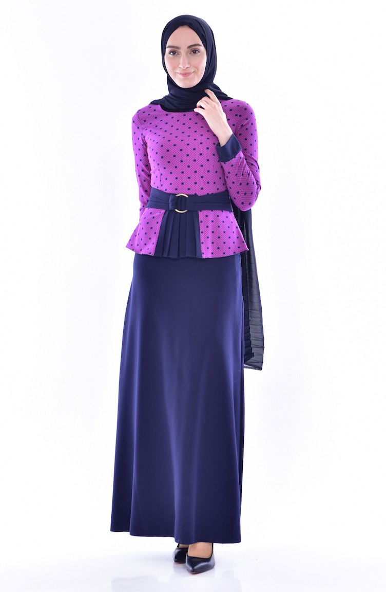 navy blue and purple dress