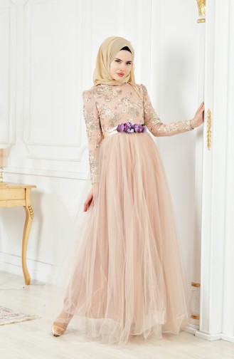 Lace Evening Dress 0409-03 Powder 0409-03