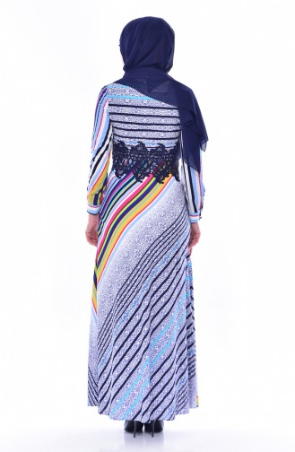 Striped Lace Dress 2309-01 Blue 2309-01