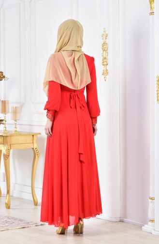 Vermilion Hijab Evening Dress 2306-01