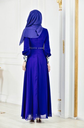 Saxe Hijab Evening Dress 2312-06