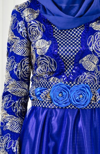Robe de Soirée a Paillette 2715-01 Bleu Roi 2715-01