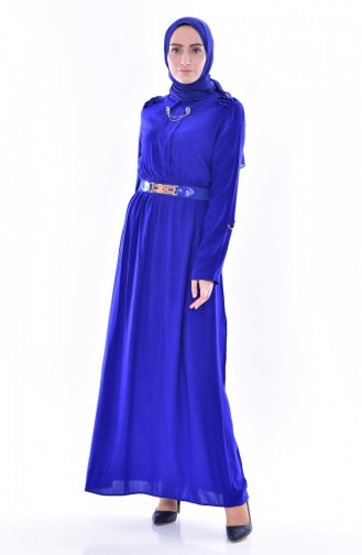Saks-Blau Hijab Kleider 0090-01