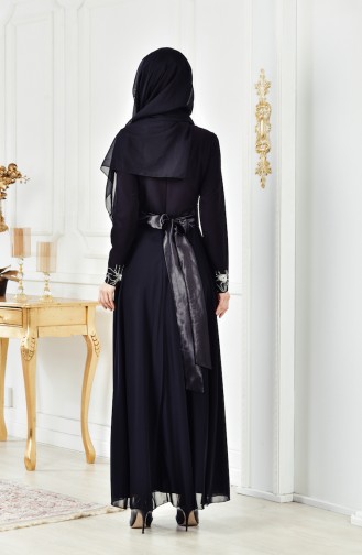Black Hijab Evening Dress 1001-03