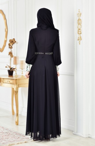 Black Hijab Evening Dress 2312-03