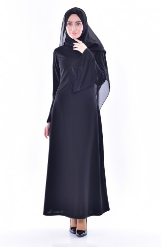 Schwarz Hijab Kleider 0124-11