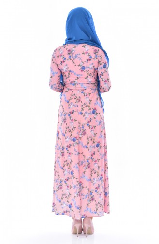 فستان بتصميم مورّد 4099-01 لون وردي باهت 4099-01