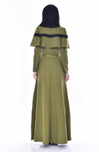 Hijab Kleid mit Gürtel 2721-03 Khaki 2721-03