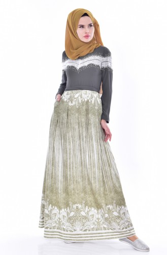 Khaki Hijab Dress 2873-01