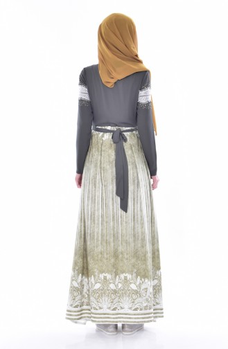Khaki Hijab Dress 2873-01