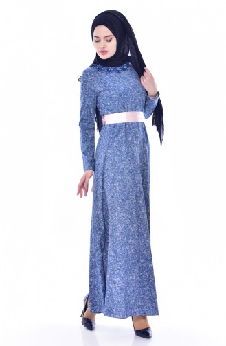 Kleid mit Gürtel 2741-01 İndigo 2741-01