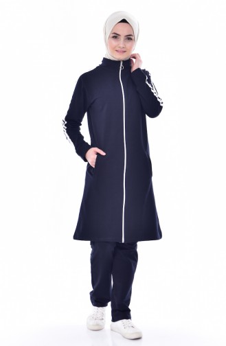 Zippered Tracksuit Suit 18085-02 Navy 18085-02