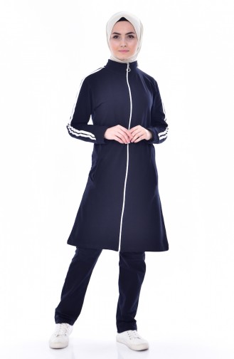 Zippered Tracksuit Suit 18085-02 Navy 18085-02