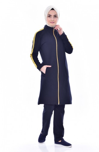 Zippered Tracksuit Suit 18085-04 Navy Mustard 18085-04