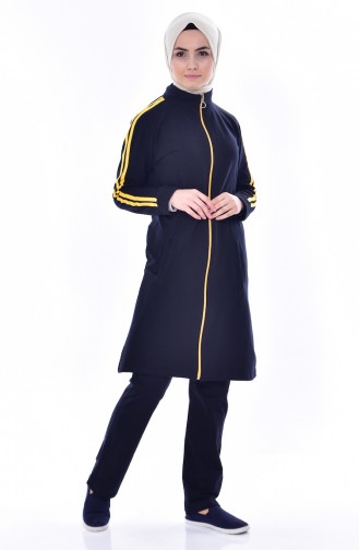 Zippered Tracksuit Suit 18085-04 Navy Mustard 18085-04
