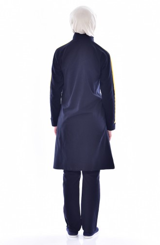 Zippered Tracksuit Suit 18085-04 Navy Mustard 18085-04
