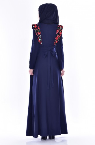 Navy Blue İslamitische Jurk 3376-03