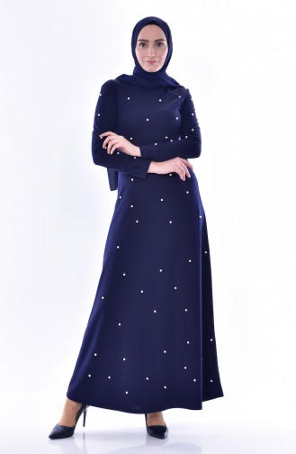 Dunkelblau Hijab Kleider 0210-07