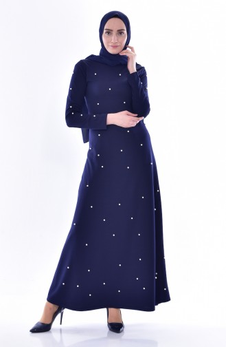 Dunkelblau Hijab Kleider 0210-07