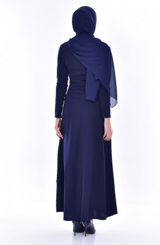 Dunkelblau Hijab Kleider 0210-07
